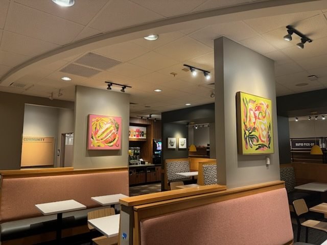 Repainted commercial restaurant dining area