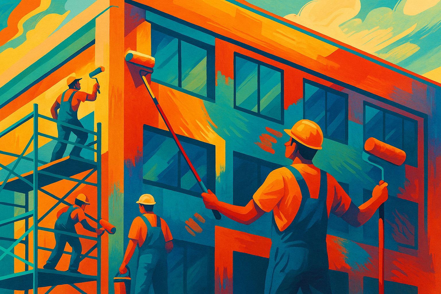 Exterior painting of a commercial building